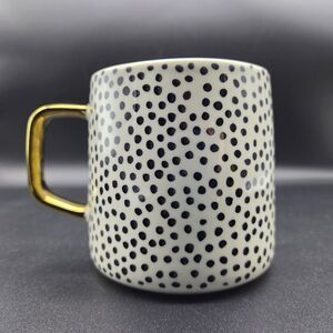 Thyme & Table Cup Black & Cream DOTS Stoneware Mug EUC